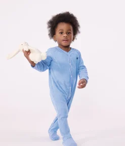 Petit Bateau Schlafanzüge, Strampler*Strampler aus Baumwolle mit Streifen DELPHINIUM/ MARSHMALLOW