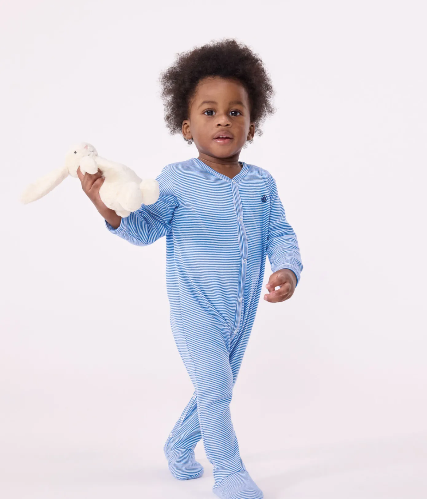 Petit Bateau Schlafanzüge, Strampler*Strampler aus Baumwolle mit Streifen DELPHINIUM/ MARSHMALLOW
