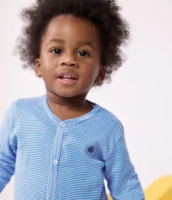 Petit Bateau Schlafanzüge, Strampler*Strampler aus Baumwolle mit Streifen DELPHINIUM/ MARSHMALLOW
