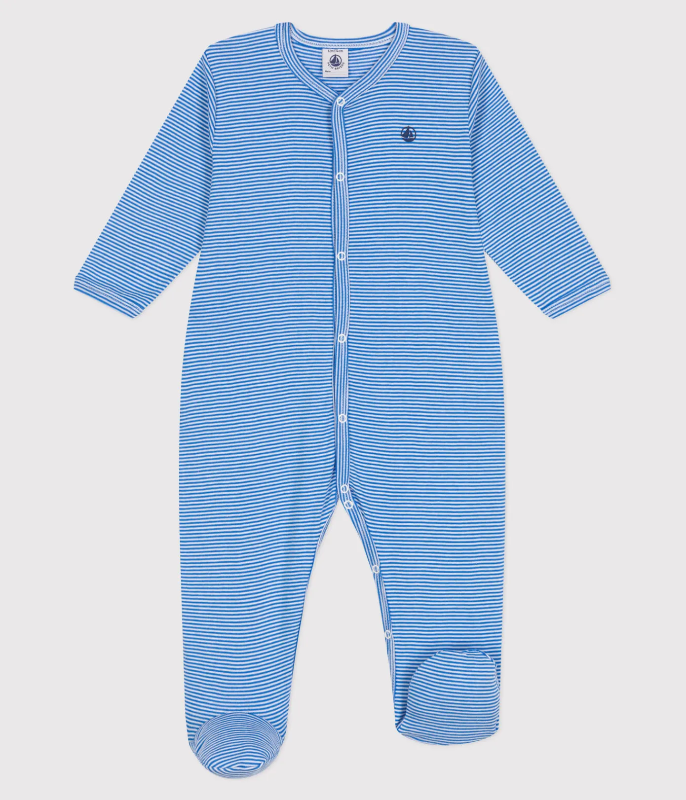 Petit Bateau Schlafanzüge, Strampler*Strampler aus Baumwolle mit Streifen DELPHINIUM/ MARSHMALLOW