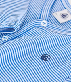 Petit Bateau Schlafanzüge, Strampler*Strampler aus Baumwolle mit Streifen DELPHINIUM/ MARSHMALLOW