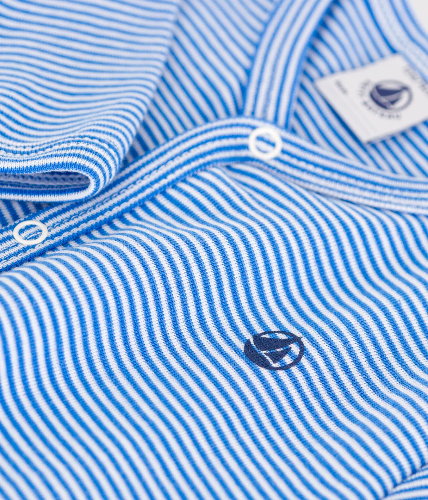 Petit Bateau Schlafanzüge, Strampler*Strampler aus Baumwolle mit Streifen DELPHINIUM/ MARSHMALLOW