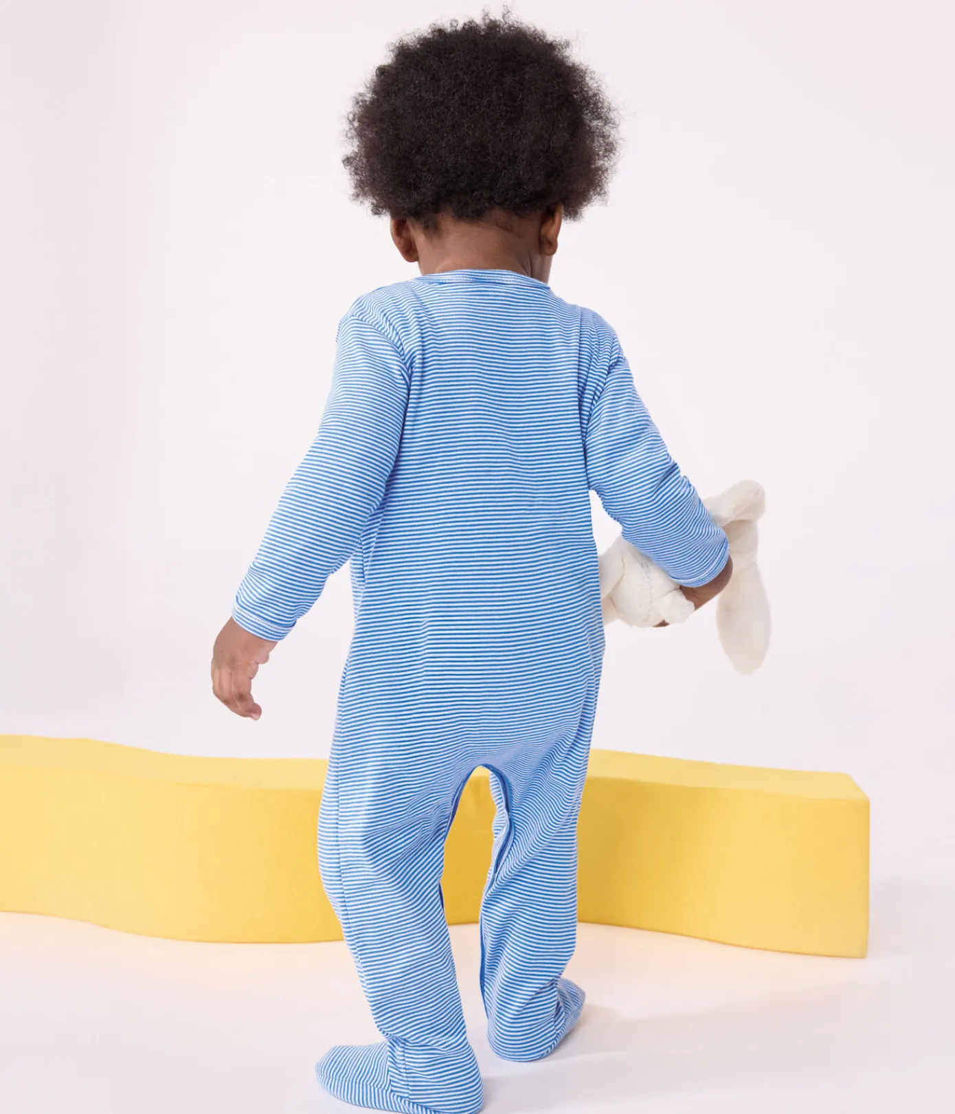Petit Bateau Schlafanzüge, Strampler*Strampler aus Baumwolle mit Streifen DELPHINIUM/ MARSHMALLOW