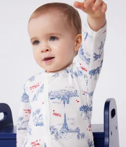 Petit Bateau Schlafanzüge, Strampler*Strampler aus Baumwolle mit Paris-Motiv weiss MARSHMALLOW/weiss MULTICO