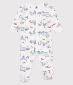 Petit Bateau Schlafanzüge, Strampler*Strampler aus Baumwolle mit Paris-Motiv weiss MARSHMALLOW/weiss MULTICO