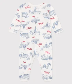 Petit Bateau Schlafanzüge, Strampler*Strampler aus Baumwolle mit Paris-Motiv weiss MARSHMALLOW/weiss MULTICO