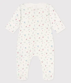 Petit Bateau Schlafanzüge, Strampler|Newborn*Strampler aus Baumwolle mit geblümtem Kragen weiss MARSHMALLOW/weiss MULTICO