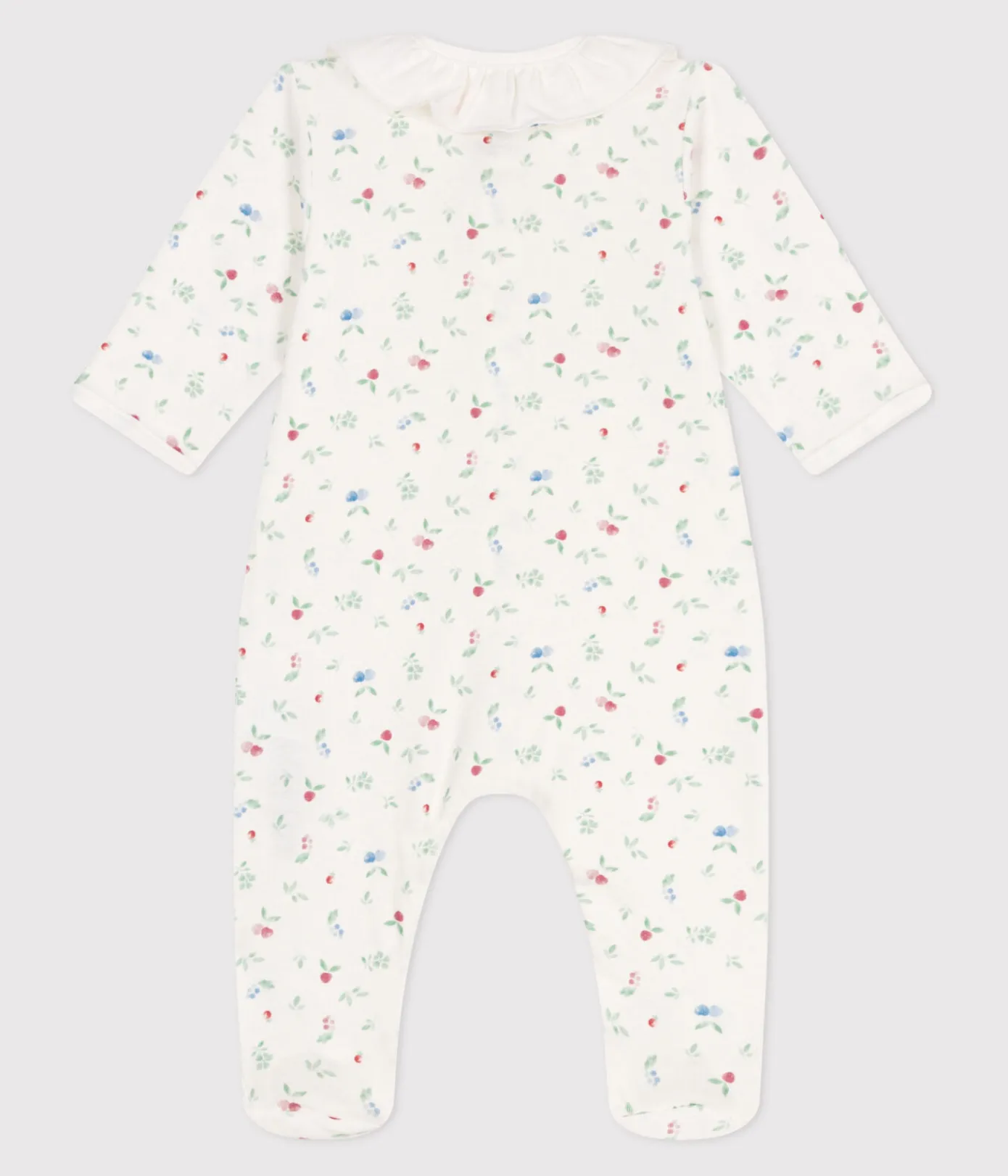 Petit Bateau Schlafanzüge, Strampler|Newborn*Strampler aus Baumwolle mit geblümtem Kragen weiss MARSHMALLOW/weiss MULTICO