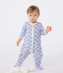 Petit Bateau Schlafanzüge, Strampler*Strampler aus Baumwolle mit Blümchen weiss MARSHMALLOW/weiss MULTICO