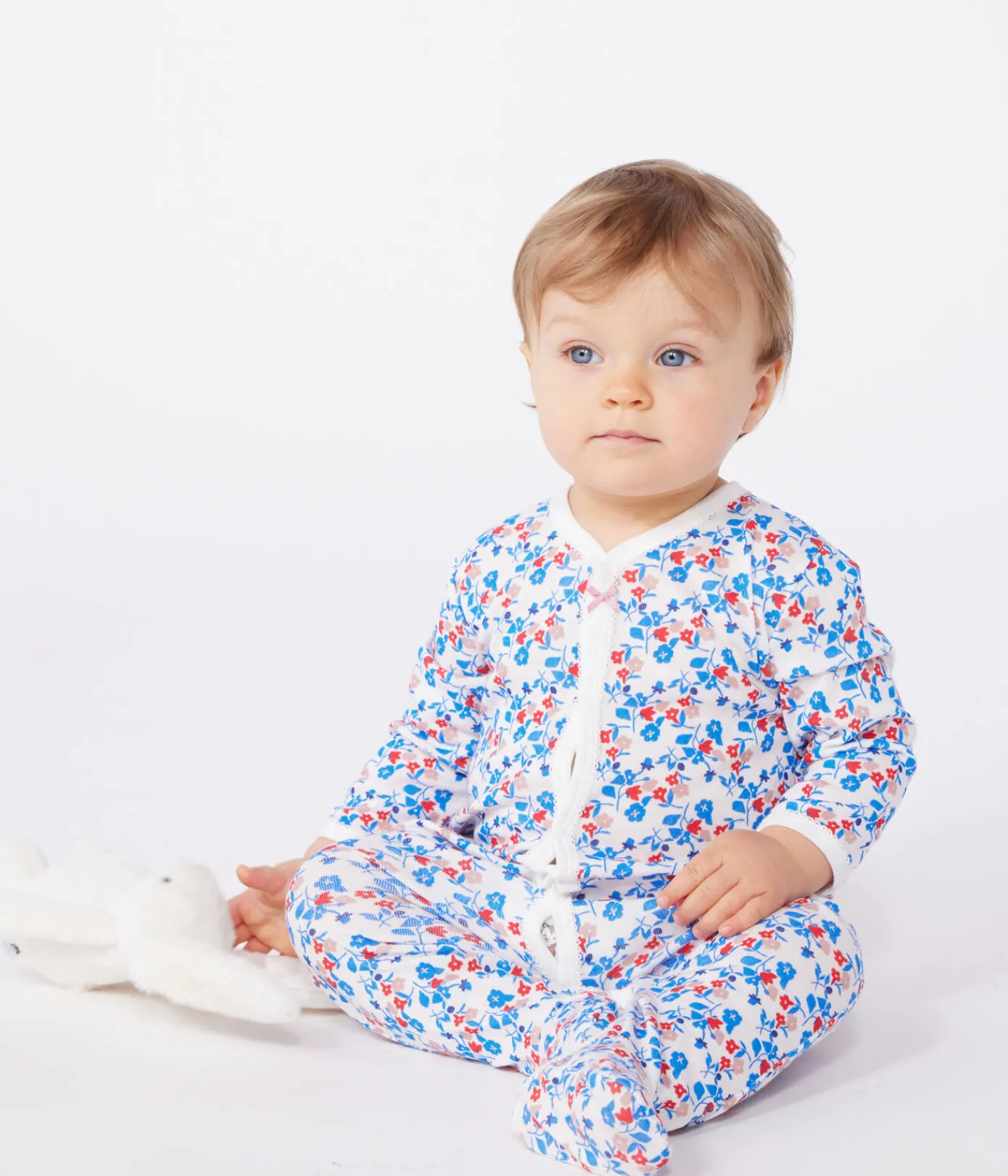 Petit Bateau Schlafanzüge, Strampler*Strampler aus Baumwolle mit Blümchen weiss MARSHMALLOW/weiss MULTICO