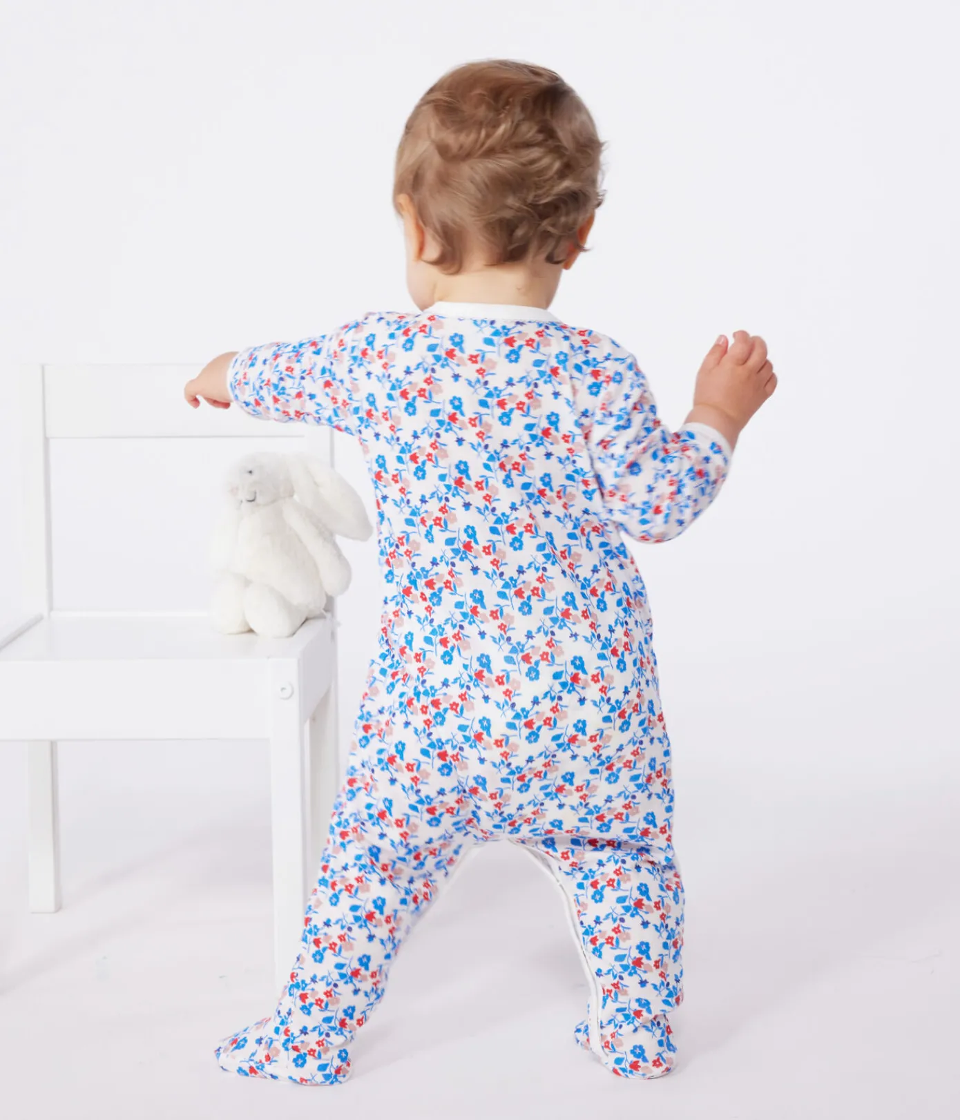Petit Bateau Schlafanzüge, Strampler*Strampler aus Baumwolle mit Blümchen weiss MARSHMALLOW/weiss MULTICO