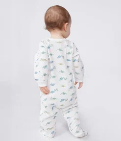 Petit Bateau Schlafanzüge, Strampler*Strampler aus Baumwolle mit Dinos weiss MARSHMALLOW/weiss MULTICO
