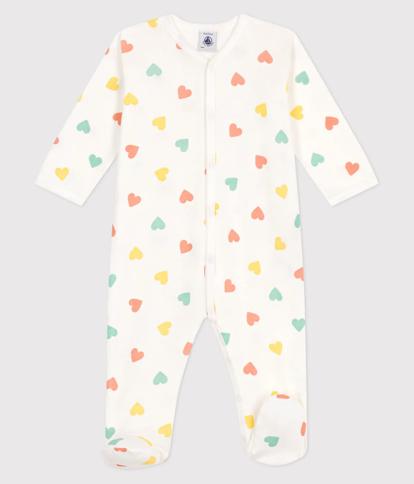 Petit Bateau Schlafanzüge, Strampler*Strampler aus Baumwolle mit Herzen weiss MARSHMALLOW/weiss MULTICO