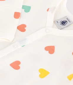 Petit Bateau Schlafanzüge, Strampler*Strampler aus Baumwolle mit Herzen weiss MARSHMALLOW/weiss MULTICO