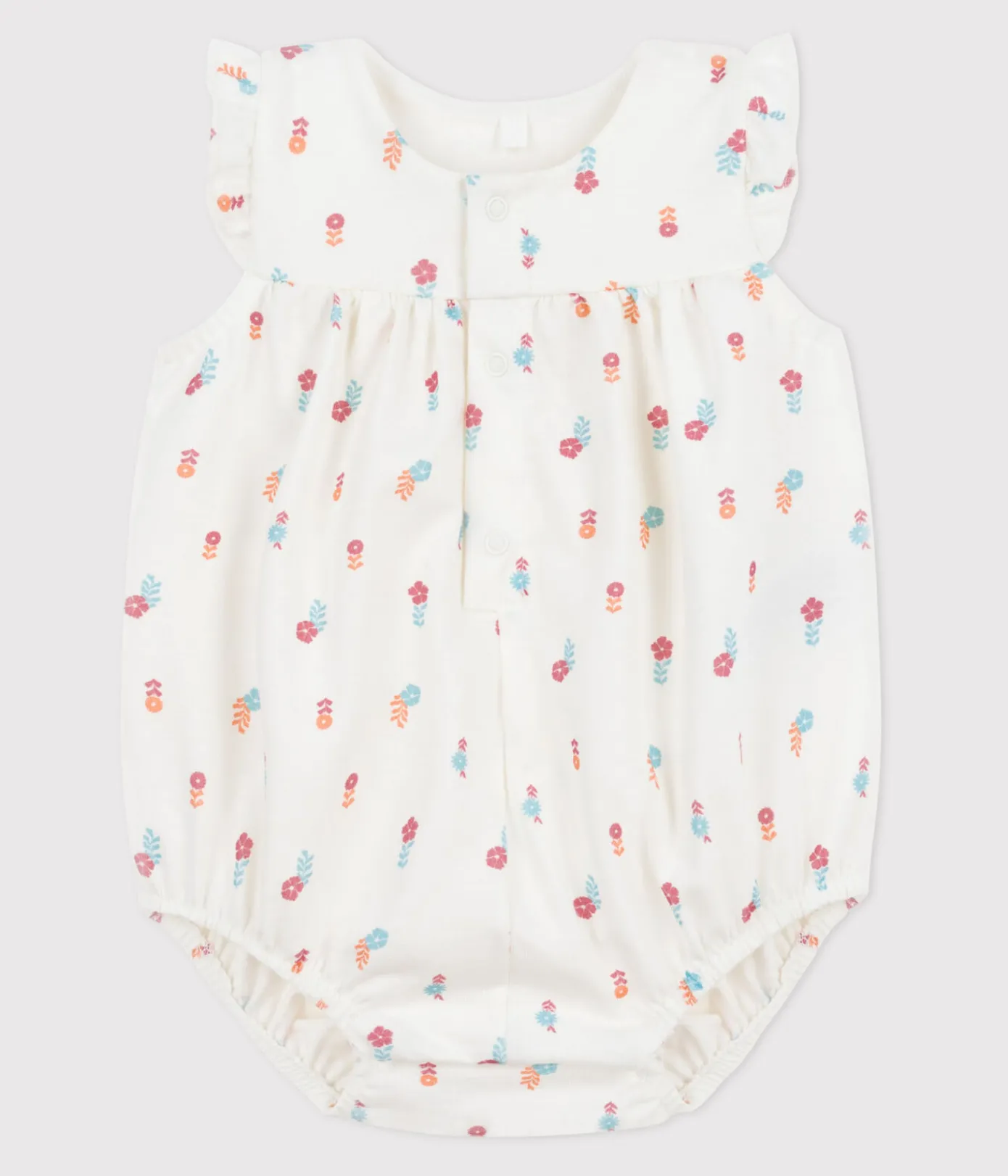 Petit Bateau Sets, Overalls & Latzhosen|Newborn*Strampler aus Baumwolle mit kleinen Feldblumen weiss MARSHMALLOW/weiss MULTICO