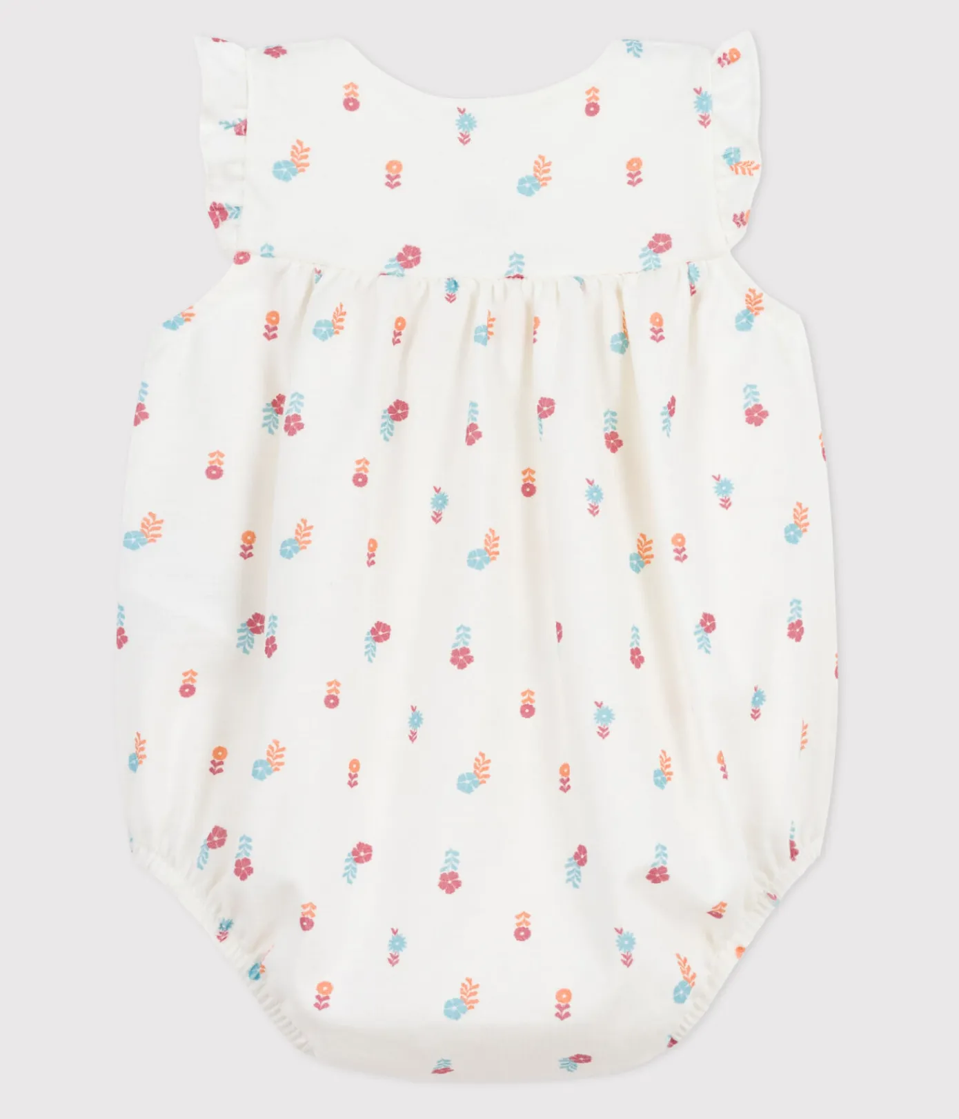 Petit Bateau Sets, Overalls & Latzhosen|Newborn*Strampler aus Baumwolle mit kleinen Feldblumen weiss MARSHMALLOW/weiss MULTICO