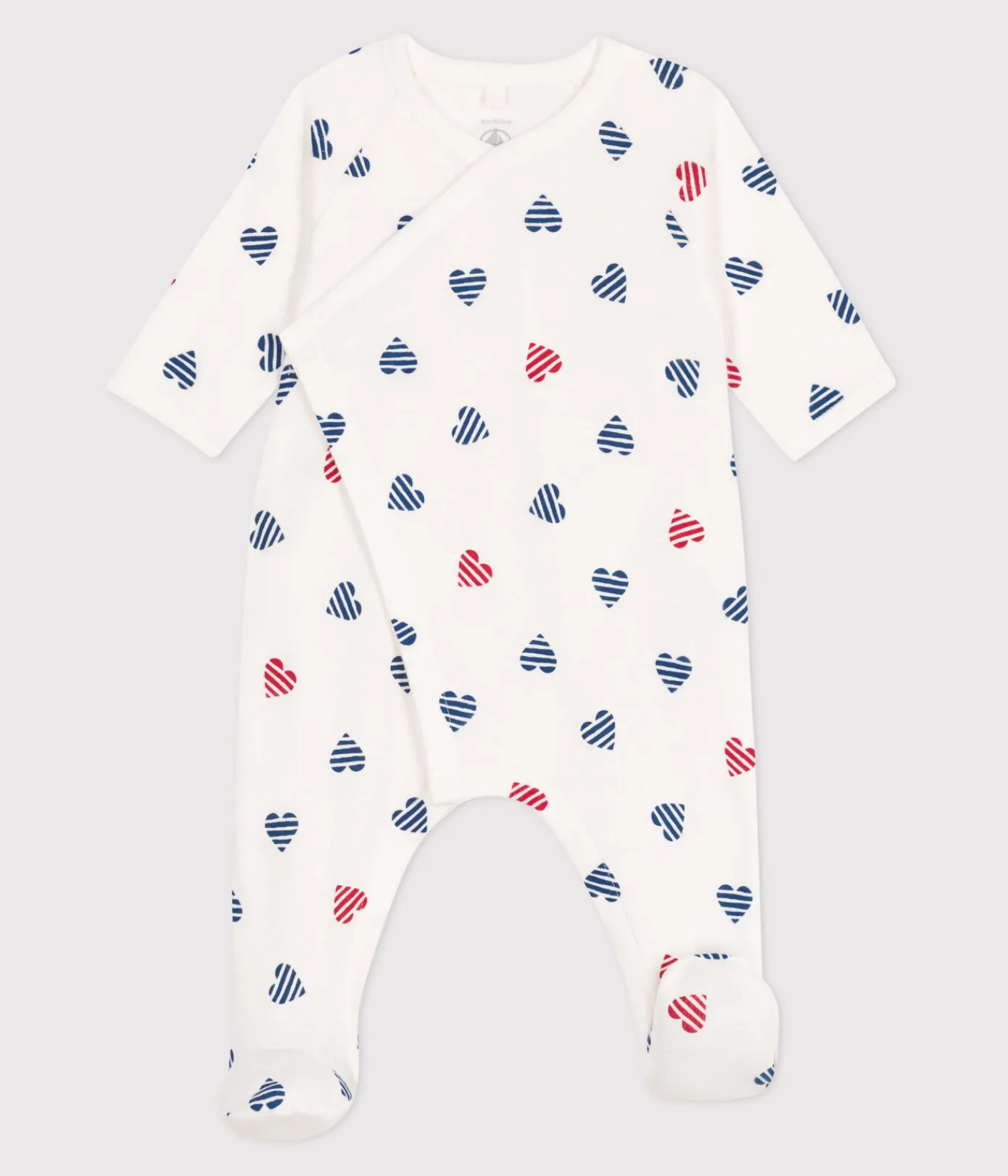 Petit Bateau Schlafanzüge, Strampler|Newborn*Strampler aus Baumwolle mit gestreiftem Herz weiss MARSHMALLOW/weiss MULTICO