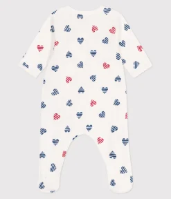 Petit Bateau Schlafanzüge, Strampler|Newborn*Strampler aus Baumwolle mit gestreiftem Herz weiss MARSHMALLOW/weiss MULTICO