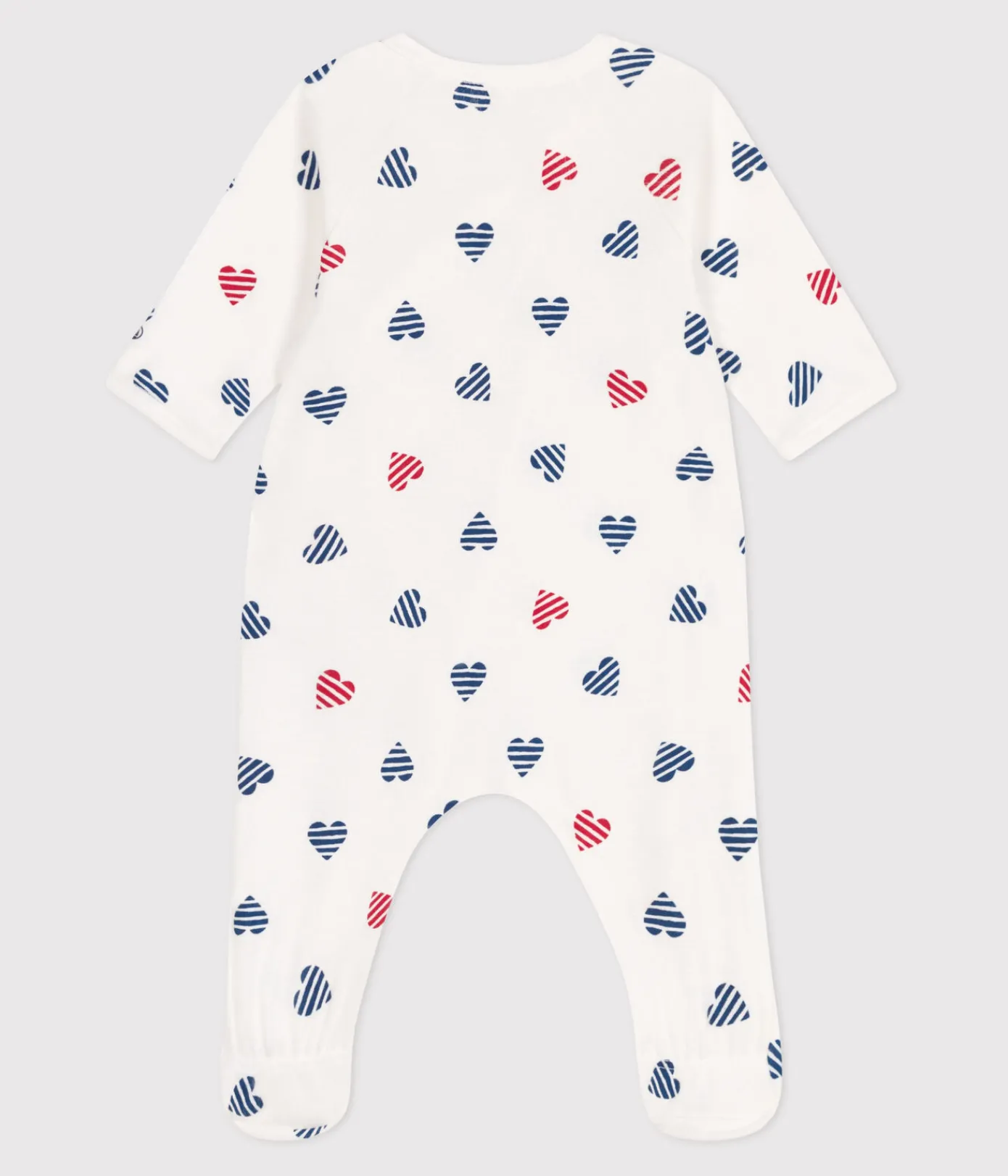 Petit Bateau Schlafanzüge, Strampler|Newborn*Strampler aus Baumwolle mit gestreiftem Herz weiss MARSHMALLOW/weiss MULTICO