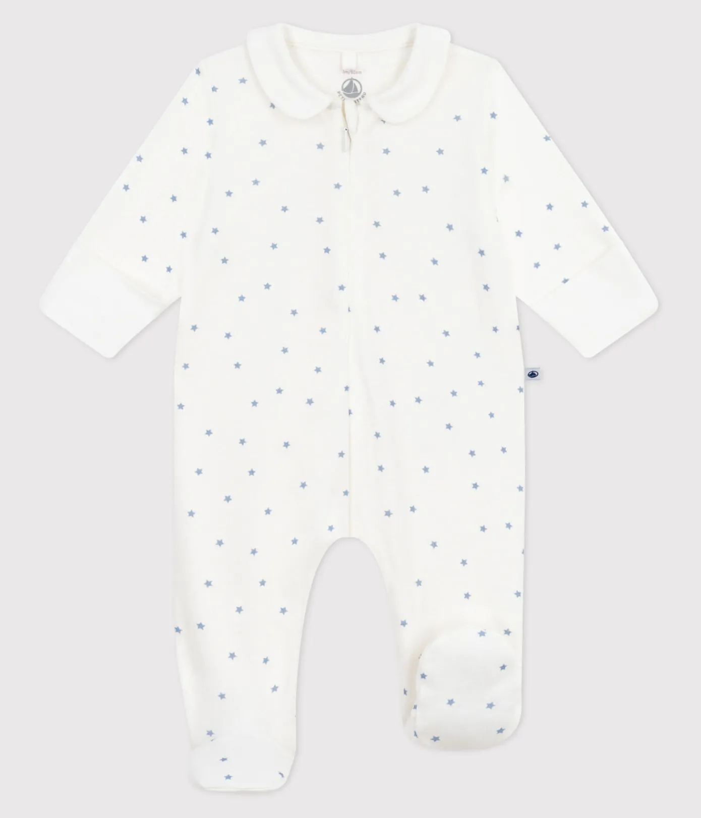 Petit Bateau Schlafanzüge, Strampler|Newborn*Strampler aus Baumwolle mit Sternenkragen weiss MARSHMALLOW/blau ALASKA