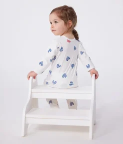 Petit Bateau Schlafanzüge, Strampler*Strampler aus Baumwolle mit gestreiftem Herz weiss MARSHMALLOW/weiss MULTICO