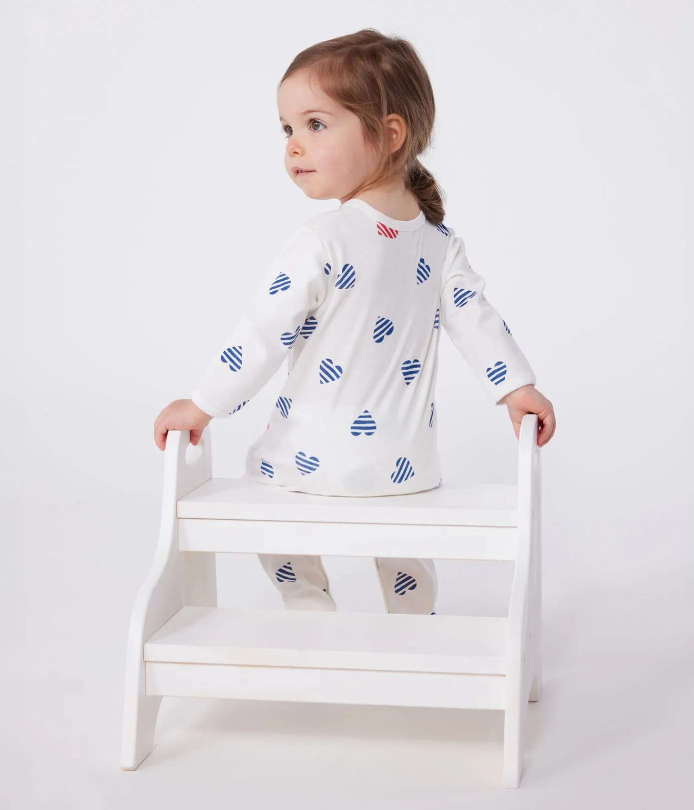 Petit Bateau Schlafanzüge, Strampler*Strampler aus Baumwolle mit gestreiftem Herz weiss MARSHMALLOW/weiss MULTICO