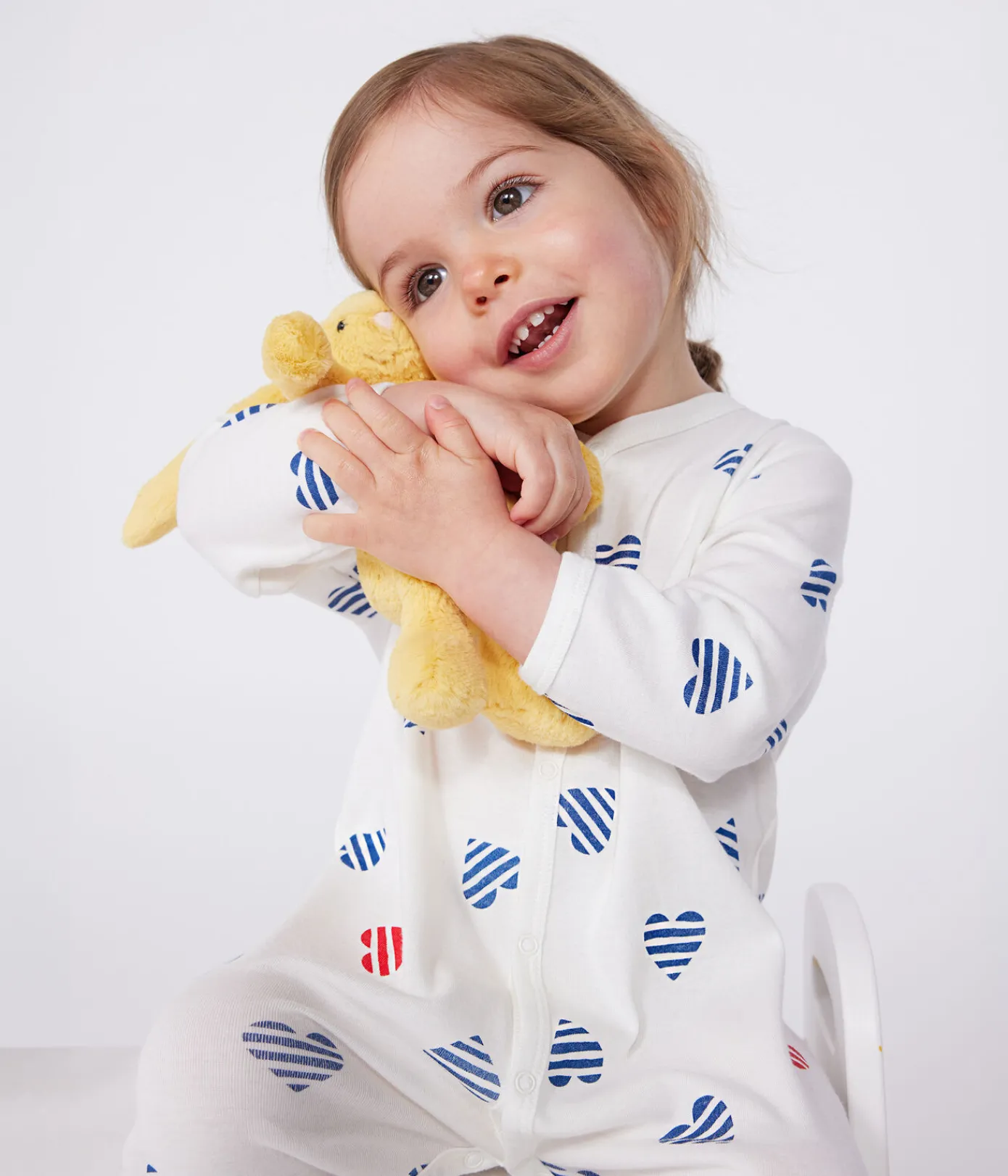 Petit Bateau Schlafanzüge, Strampler*Strampler aus Baumwolle mit gestreiftem Herz weiss MARSHMALLOW/weiss MULTICO