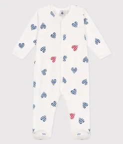 Petit Bateau Schlafanzüge, Strampler*Strampler aus Baumwolle mit gestreiftem Herz weiss MARSHMALLOW/weiss MULTICO