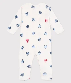 Petit Bateau Schlafanzüge, Strampler*Strampler aus Baumwolle mit gestreiftem Herz weiss MARSHMALLOW/weiss MULTICO