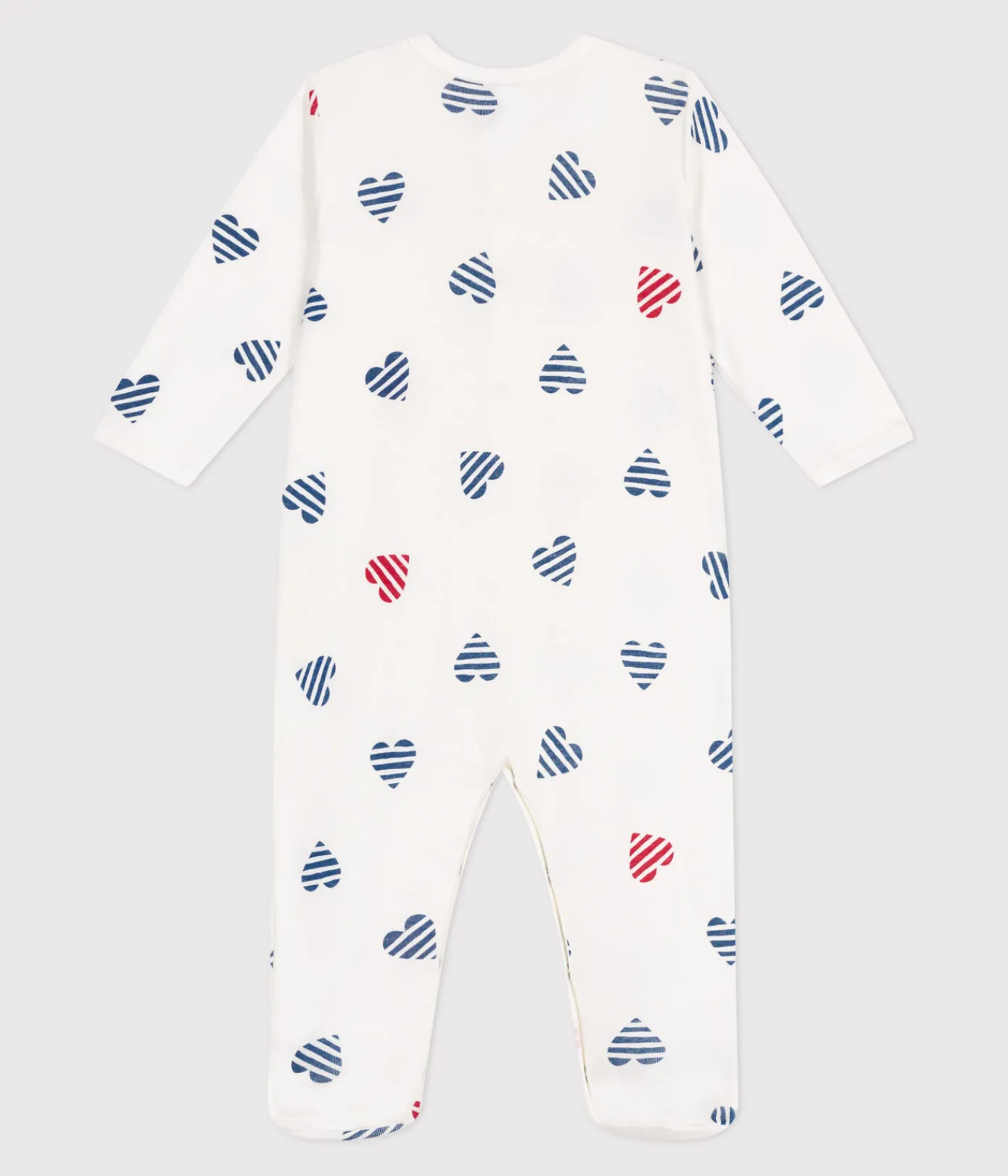 Petit Bateau Schlafanzüge, Strampler*Strampler aus Baumwolle mit gestreiftem Herz weiss MARSHMALLOW/weiss MULTICO