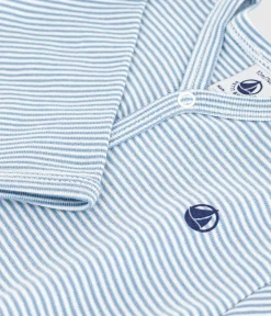 Petit Bateau Schlafanzüge, Strampler*Strampler aus Baumwolle mit Ringelstreifen ADRIATIC/ MARSHMALLOW