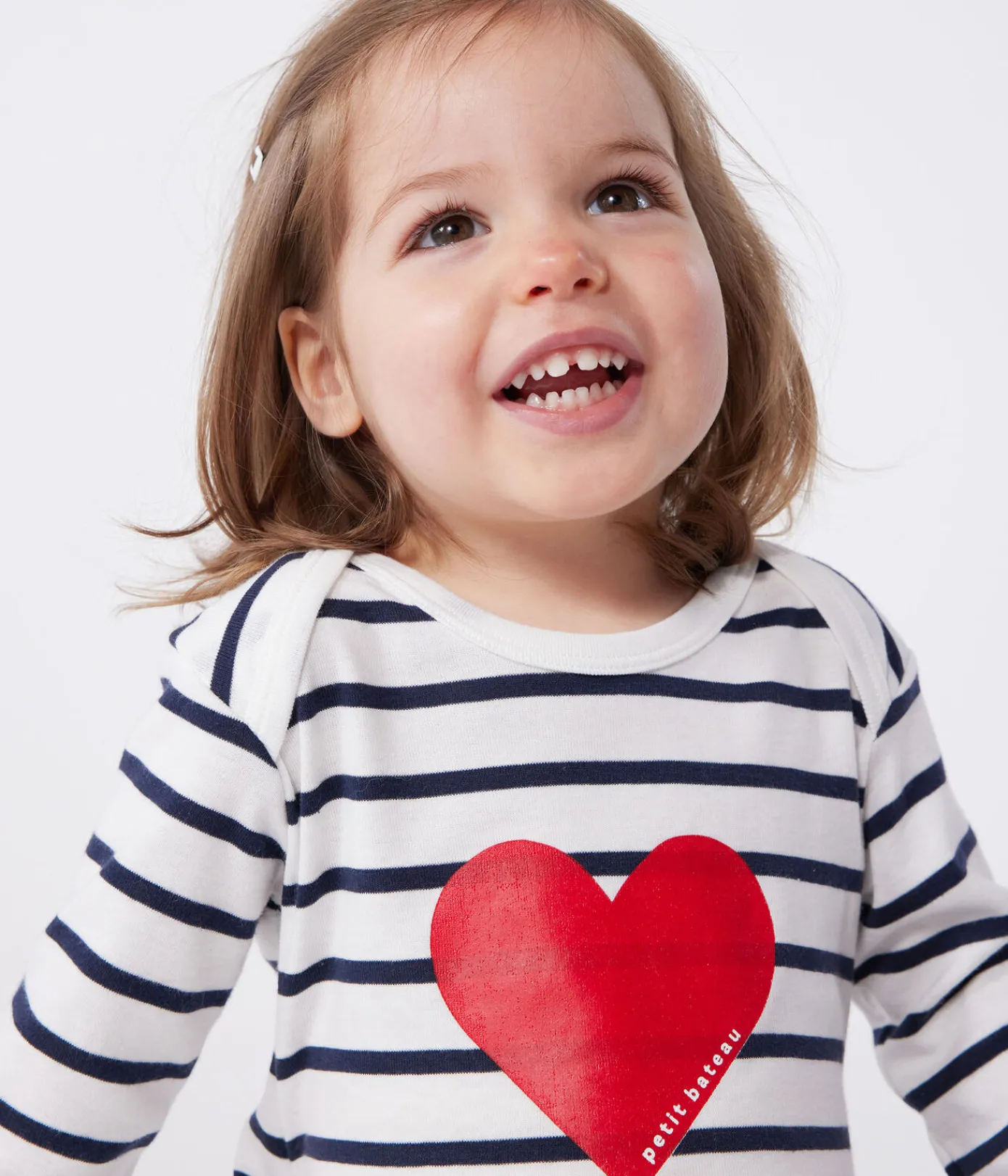 Petit Bateau Schlafanzüge, Strampler*Strampler aus Baumwolle ohne Druckknöpfe mit Herzmotiv weiss MARSHMALLOW/blau SMOKING