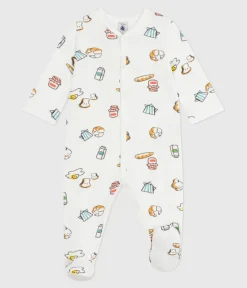 Petit Bateau Schlafanzüge, Strampler*Strampler aus bedrucktem Doppeljersey weiss MARSHMALLOW/weiss MULTICO