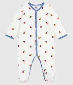 Petit Bateau Schlafanzüge, Strampler*Strampler aus bedrucktem Nicki weiss MARSHMALLOW/weiss MULTICO