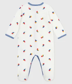 Petit Bateau Schlafanzüge, Strampler*Strampler aus bedrucktem Nicki weiss MARSHMALLOW/weiss MULTICO