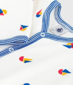 Petit Bateau Schlafanzüge, Strampler*Strampler aus bedrucktem Nicki weiss MARSHMALLOW/weiss MULTICO