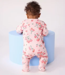 Petit Bateau Schlafanzüge, Strampler*Strampler aus Doppeljersey mit Blumenmuster rosa JOLI/weiss MULTICO