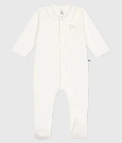 Petit Bateau Schlafanzüge, Strampler|Newborn*Strampler aus Doppeljersey mit einfarbigem Kragen weiss MARSHMALLOW