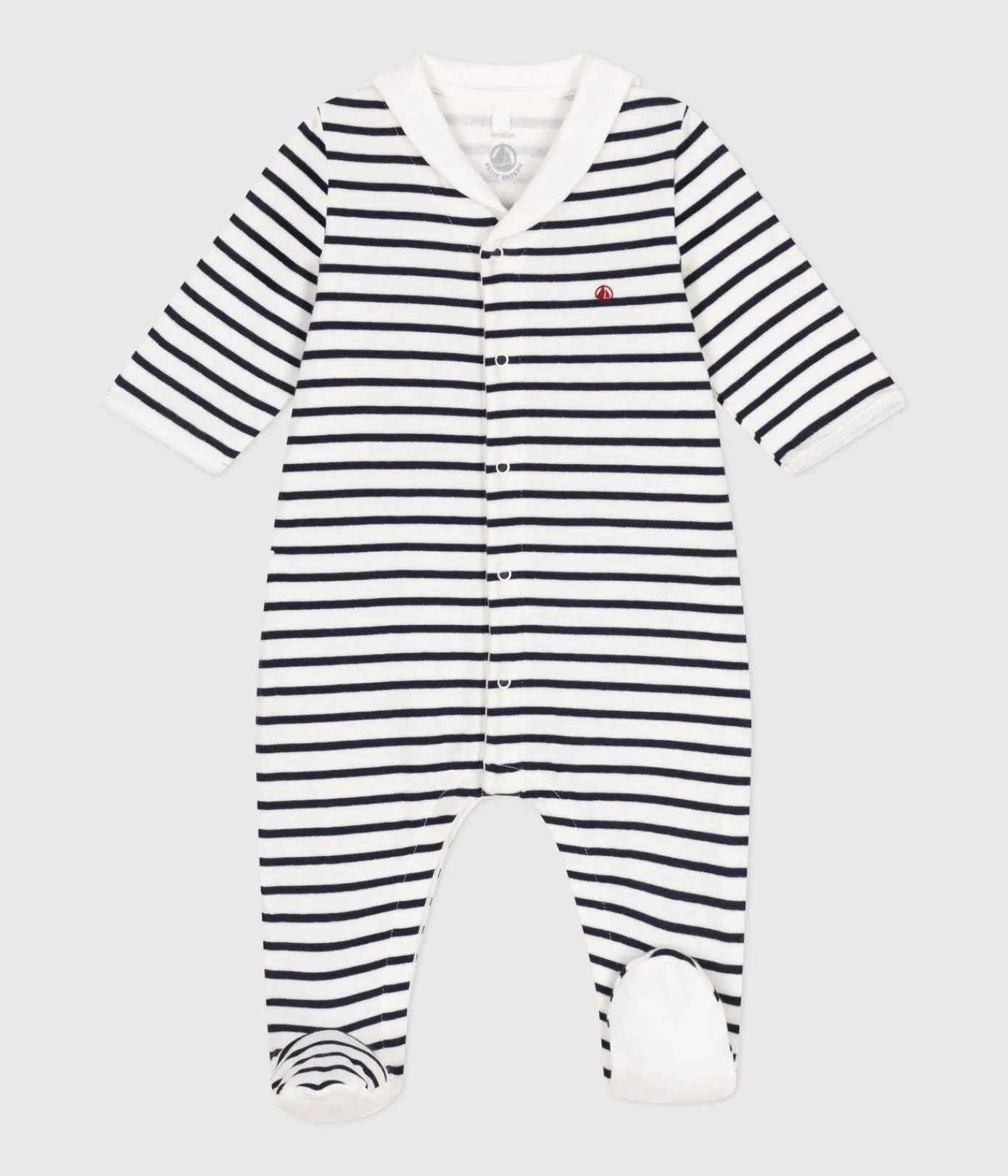 Petit Bateau Schlafanzüge, Strampler|Newborn*Strampler aus Doppeljersey weiss MARSHMALLOW/blau SMOKING