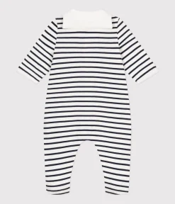 Petit Bateau Schlafanzüge, Strampler|Newborn*Strampler aus Doppeljersey weiss MARSHMALLOW/blau SMOKING