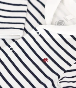 Petit Bateau Schlafanzüge, Strampler|Newborn*Strampler aus Doppeljersey weiss MARSHMALLOW/blau SMOKING