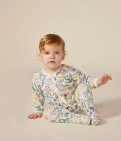 Petit Bateau Schlafanzüge, Strampler*Strampler aus Nicki mit Blumenmotiv weiss MARSHMALLOW/weiss MULTICO