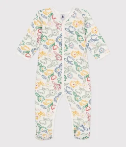 Petit Bateau Schlafanzüge, Strampler*Strampler aus Nicki mit Blumenmotiv weiss MARSHMALLOW/weiss MULTICO