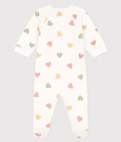 Petit Bateau Schlafanzüge, Strampler*Strampler aus Nicki mit bunten Herzen weiss MARSHMALLOW/weiss MULTICO