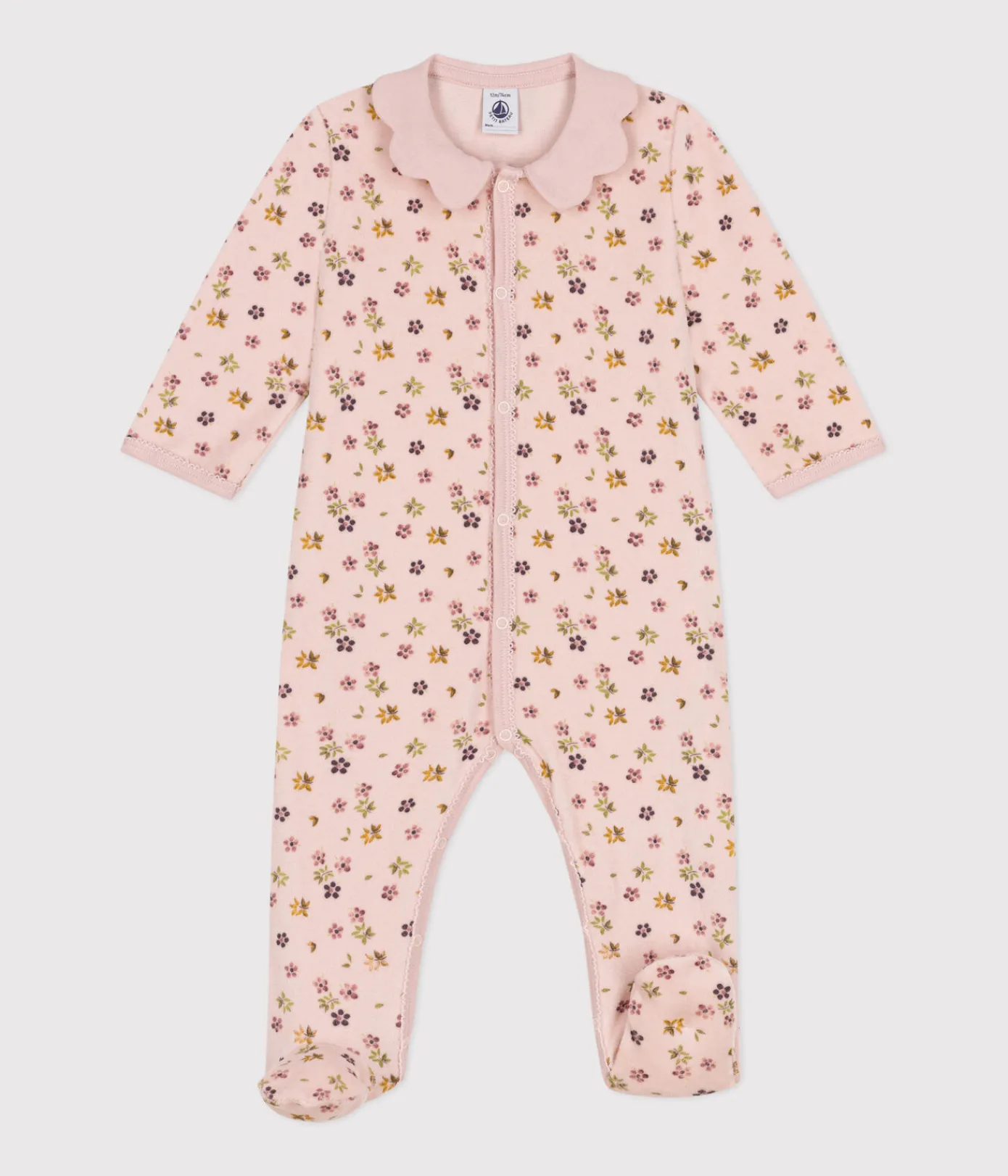 Petit Bateau Schlafanzüge, Strampler*Strampler aus Nicki mit Blumenmotiv rosa SALINE/weiss MULTICO