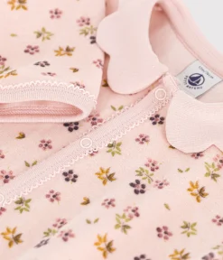 Petit Bateau Schlafanzüge, Strampler*Strampler aus Nicki mit Blumenmotiv rosa SALINE/weiss MULTICO