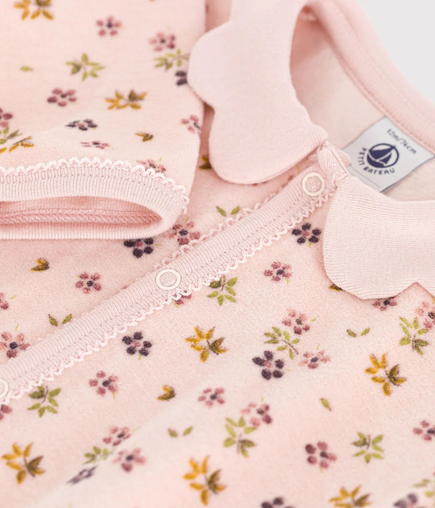 Petit Bateau Schlafanzüge, Strampler*Strampler aus Nicki mit Blumenmotiv rosa SALINE/weiss MULTICO
