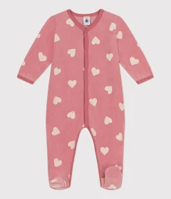 Petit Bateau Schlafanzüge, Strampler*Strampler aus Nicki mit Herzmotiv rosa ROSEWOOD/ MARSHMALLOW