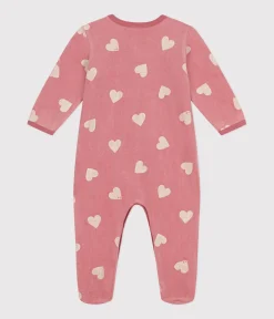 Petit Bateau Schlafanzüge, Strampler*Strampler aus Nicki mit Herzmotiv rosa ROSEWOOD/ MARSHMALLOW