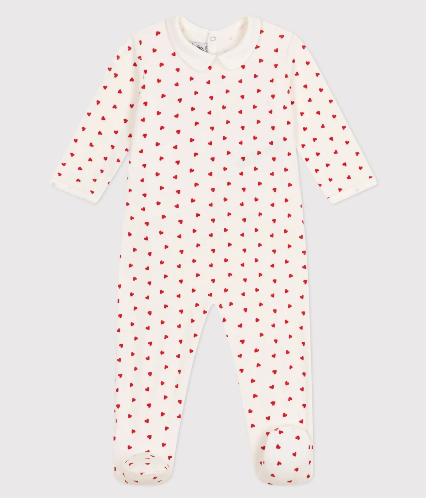 Petit Bateau Schlafanzüge, Strampler*Strampler aus Nicki mit Herzmotiv weiss MARSHMALLOW/ROT TERKUIT